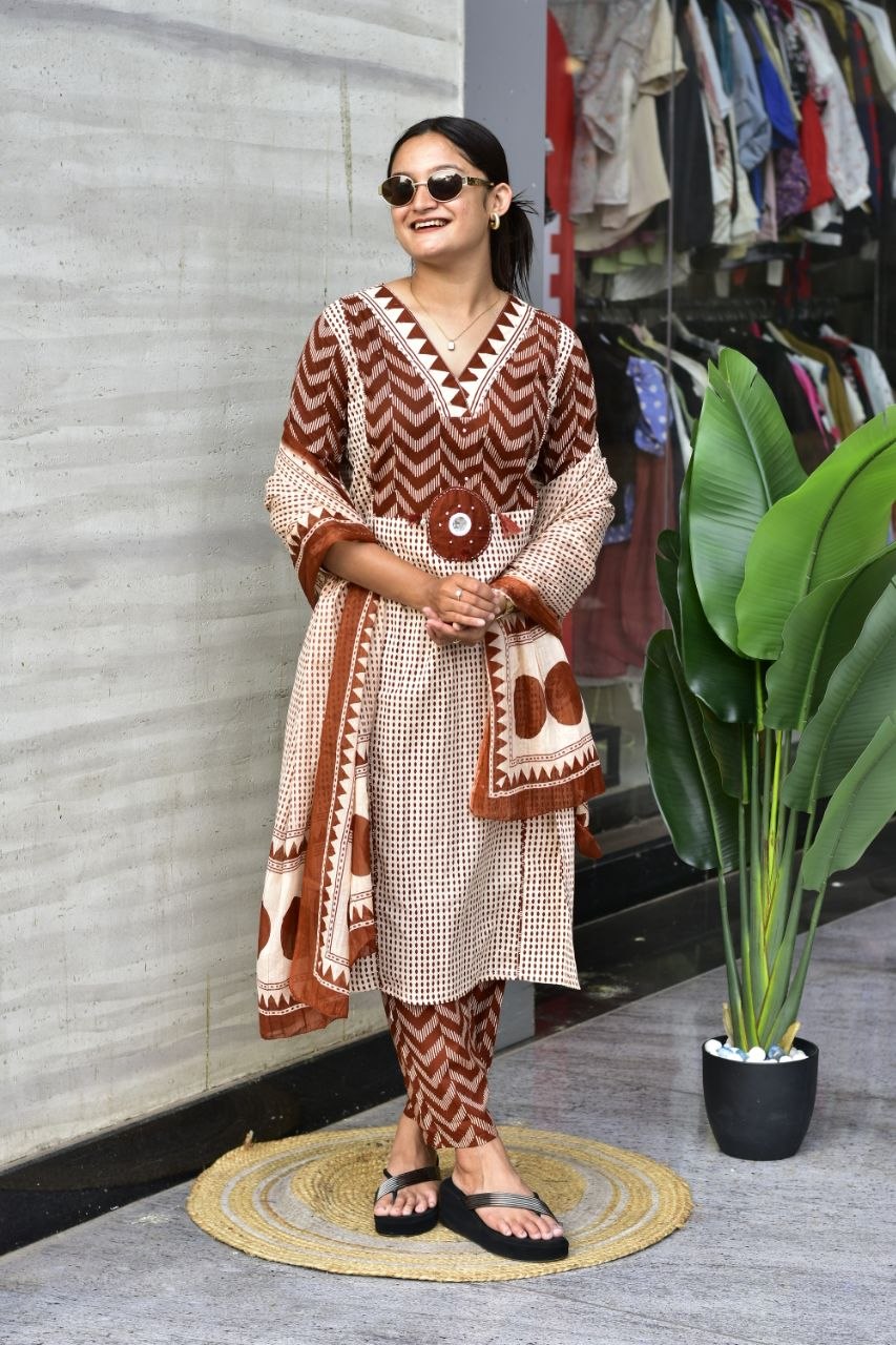 Premium Jaipur Cotton Kurti Set with Pant & Dupatta | Women's Ethnic Wear