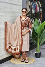 Premium Jaipur Cotton Kurti Set with Pant & Dupatta | Women's Ethnic Wear