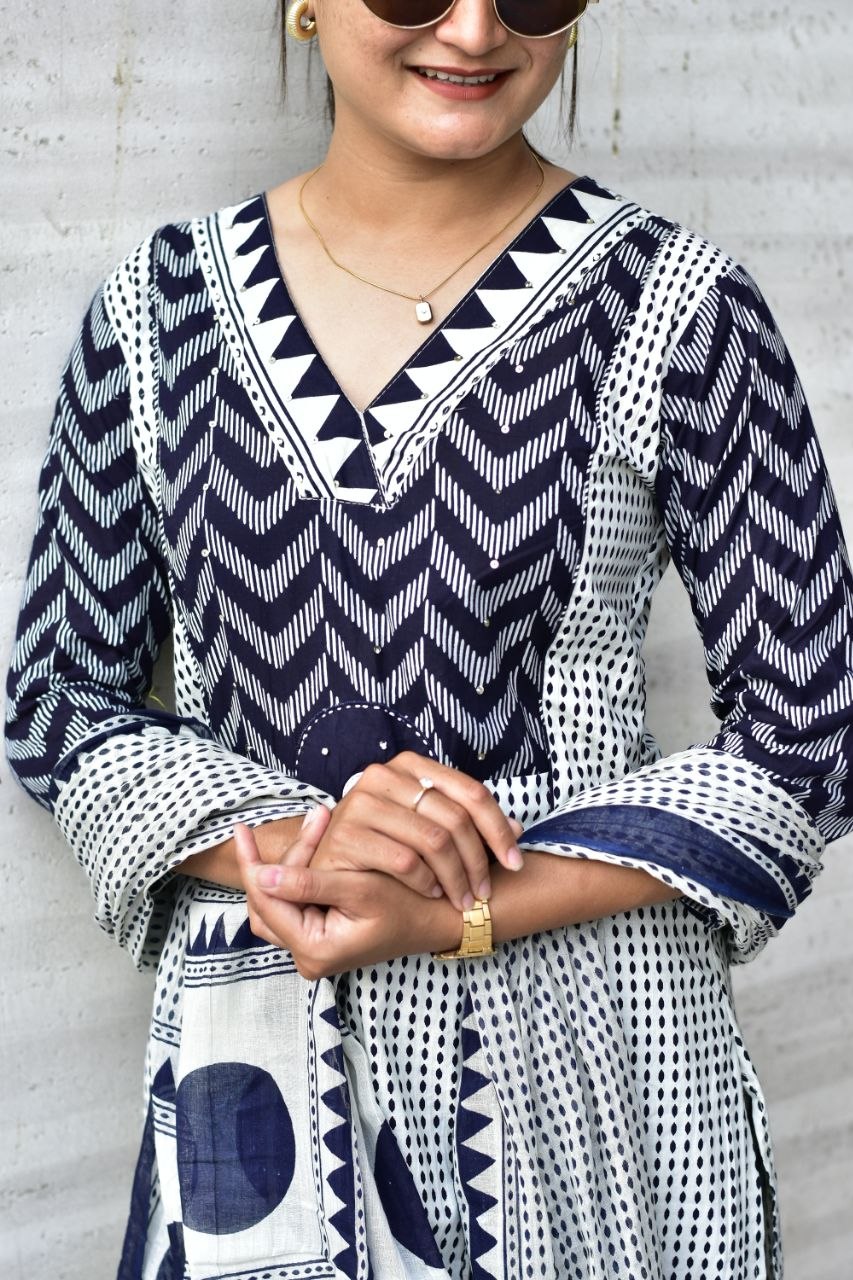 Premium Jaipur Cotton Kurti Set with Pant & Dupatta | Women's Ethnic Wear