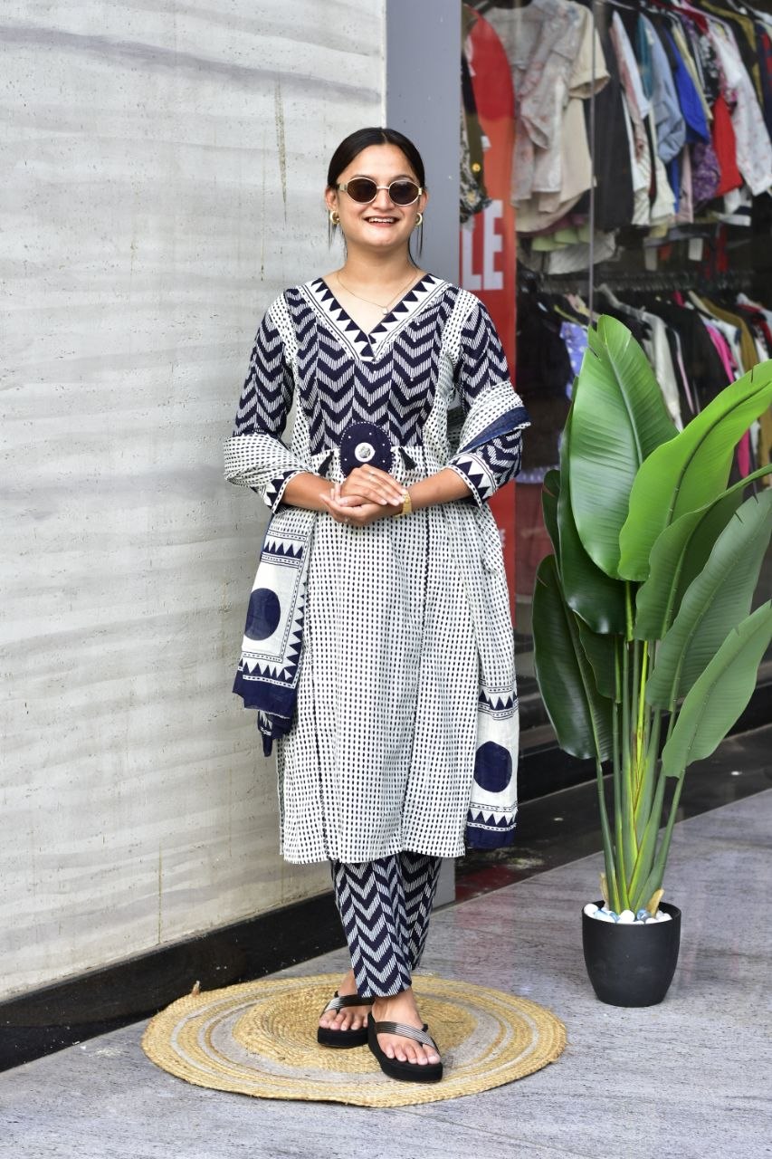 Premium Jaipur Cotton Kurti Set with Pant & Dupatta | Women's Ethnic Wear