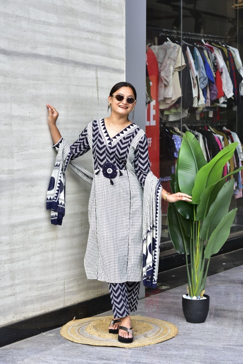 Premium Jaipur Cotton Kurti Set with Pant & Dupatta | Women's Ethnic Wear