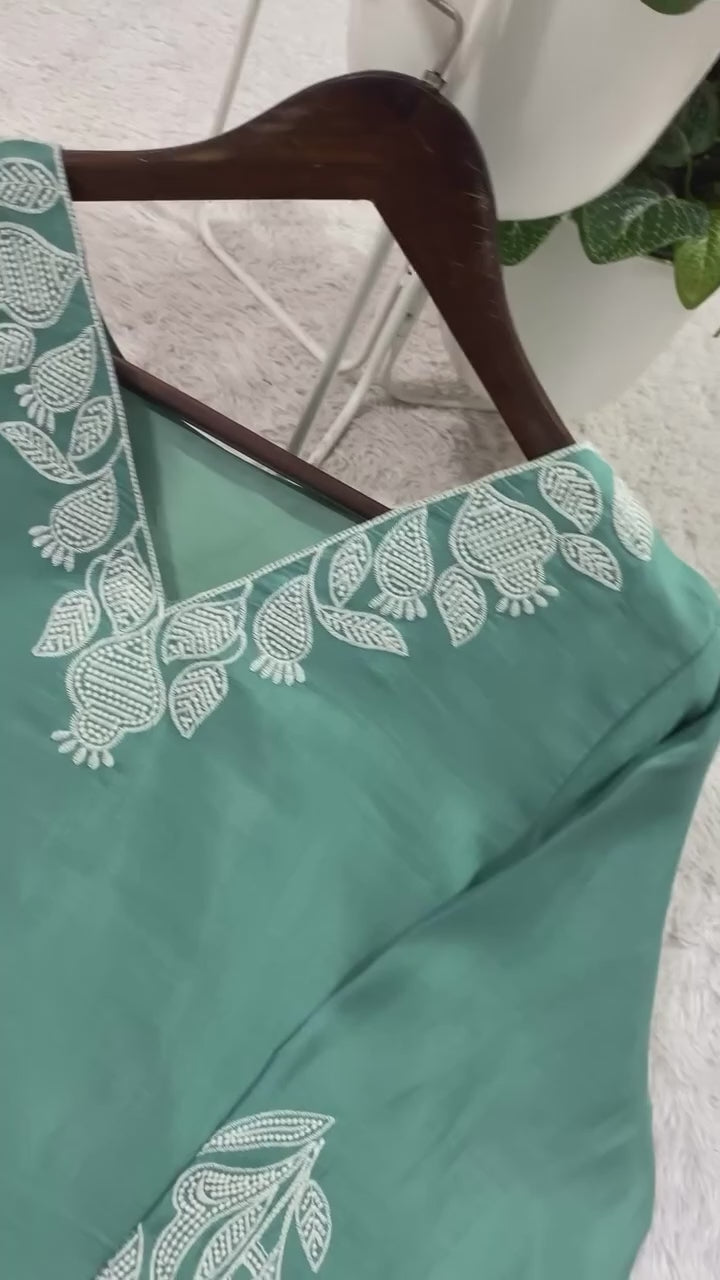 Cotton Co-Ord Set with Embroidered Top and Pant