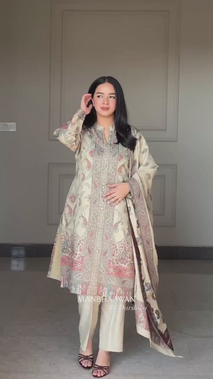 Berry Silk Kurta Pant Dupatta Set for Women