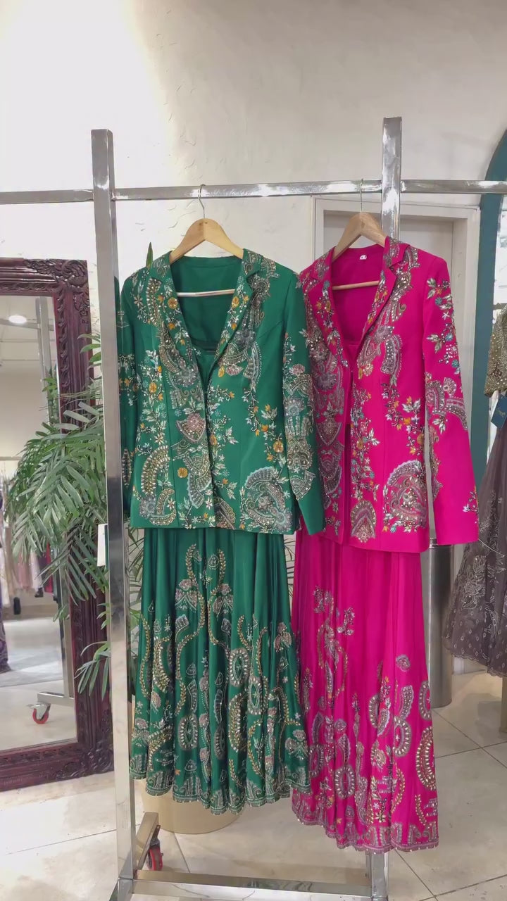 Designer Wear 3-Piece Palazzo Set with Sequin Embroidery