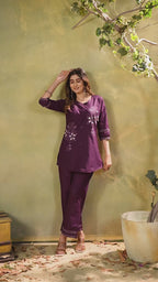 Pure Cotton Embroidered Co-Ord Set for Women.