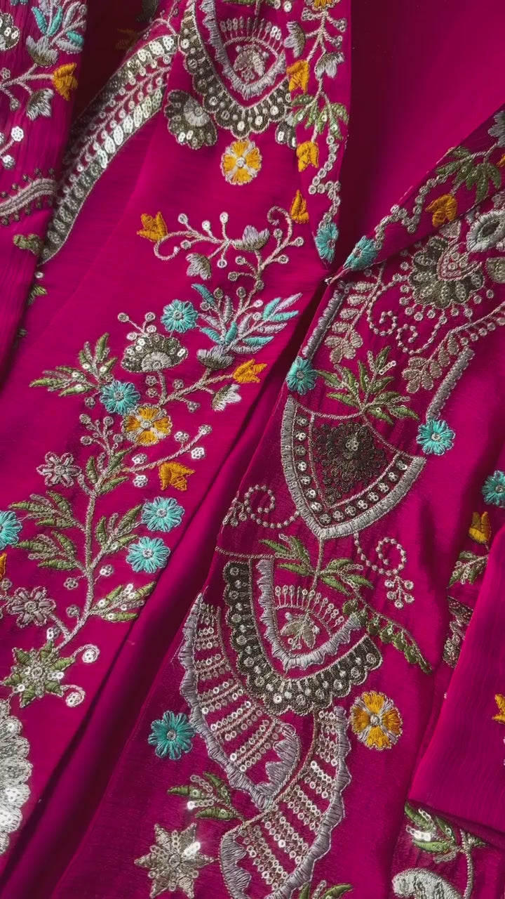 Designer Wear 3-Piece Palazzo Set with Sequin Embroidery