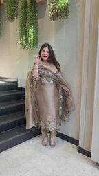 Embroidered Cut Work Suit Set for Women | Jimmy Choo Kurta Pant with Dupatta