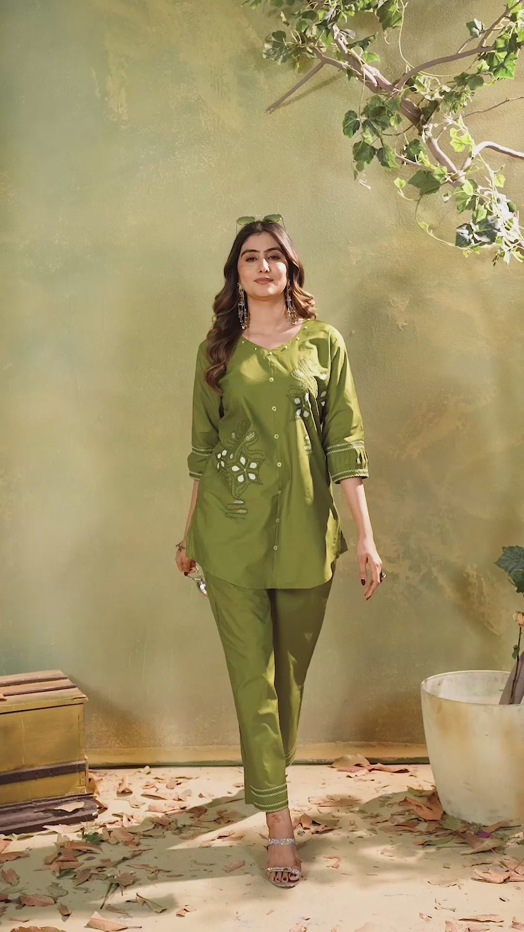 Pure Cotton Embroidered Co-Ord Set for Women.