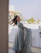 Gown with Dupatta AND Thread & Sequins Embroidered