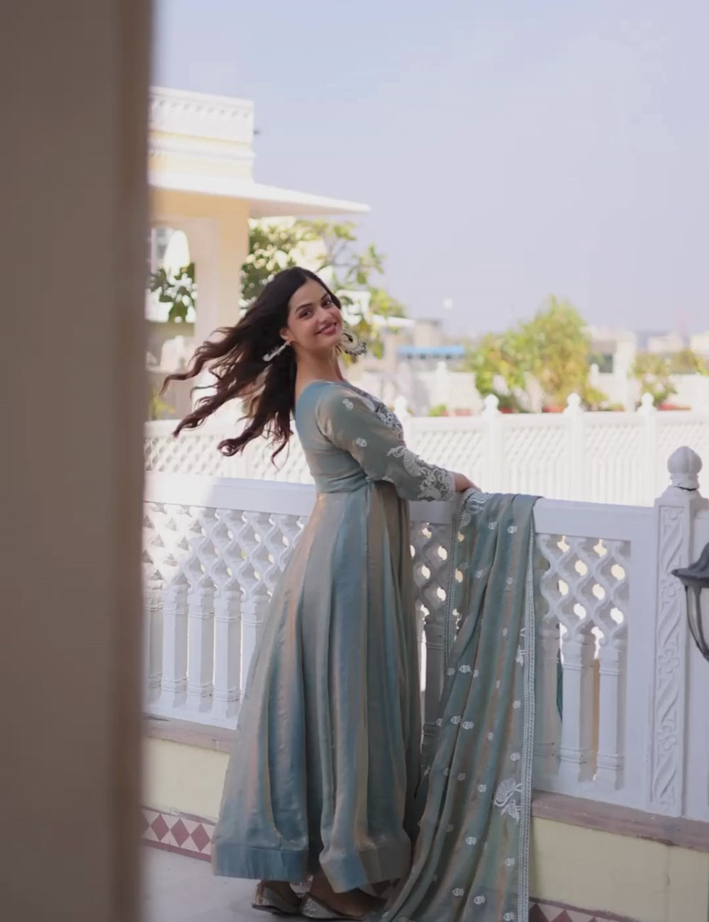 Gown with Dupatta AND Thread & Sequins Embroidered