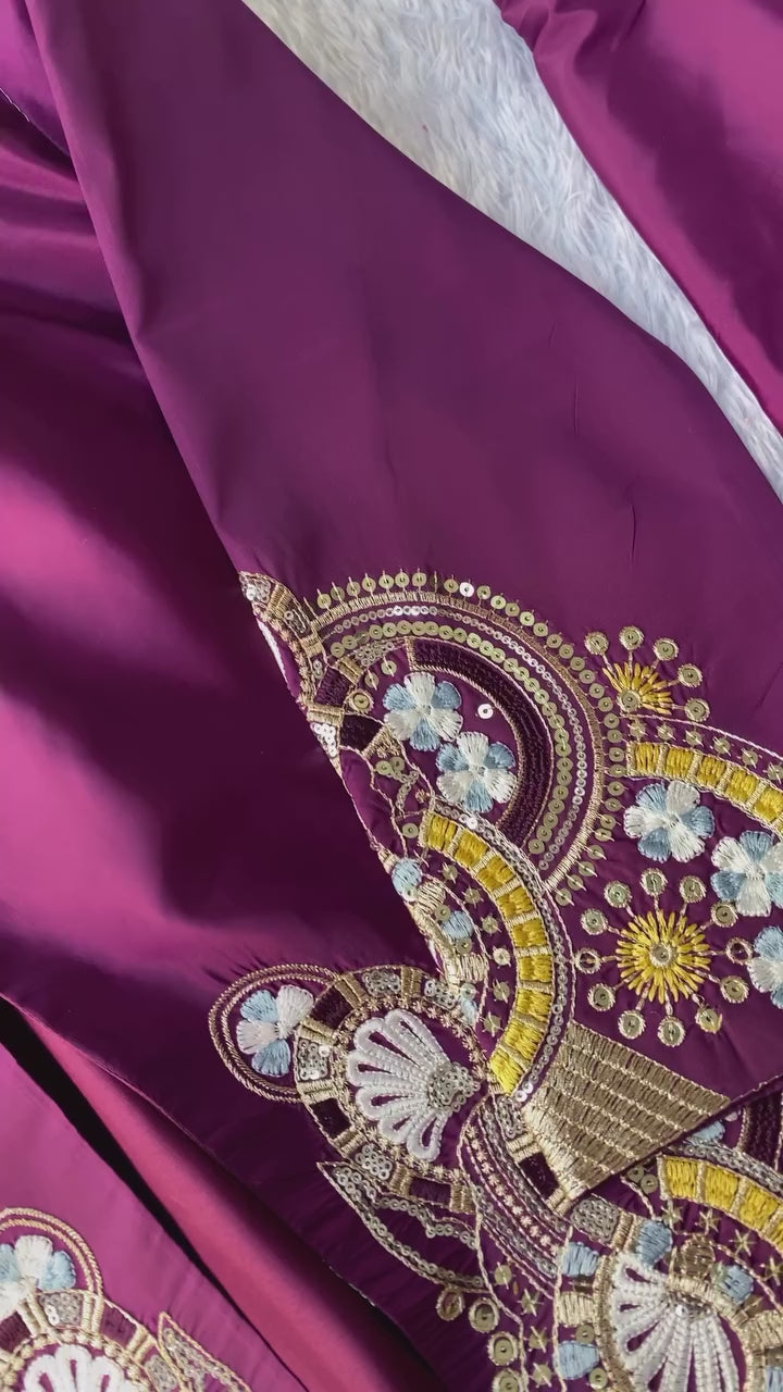 LAHENGA SAREE WITH LONG BLOUSE AND HEAVY EMBROIDERY WORK*