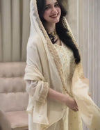 Faux Georgette Embroidered Kurta Set with Pant and Dupatta