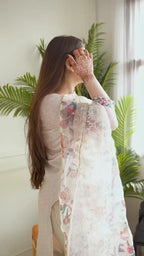 Women's Printed Lilan Suit Set | Light Pink Traditional Kurta Set