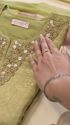 Silk Embroidered Kurti Set with Pant & Dupatta for Women